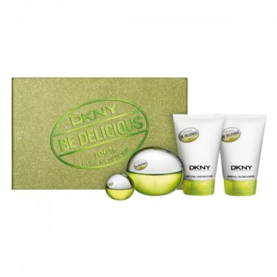 Dkny Be Delicious 4 Pcs Set: 3.4 Eau De Parfum Spray + 0.24 Oz Eau De Parfum + 3.4 Body Lotion + 3.4 Shower Gel
