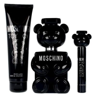 Moschino Toy Boy 3 Pcs Set: 3.4 Eau De Parfum Spray + 0.3 Oz Eau De Parfum Travel Spray + 6.7 Perfumed Body Gel (Hard Box)